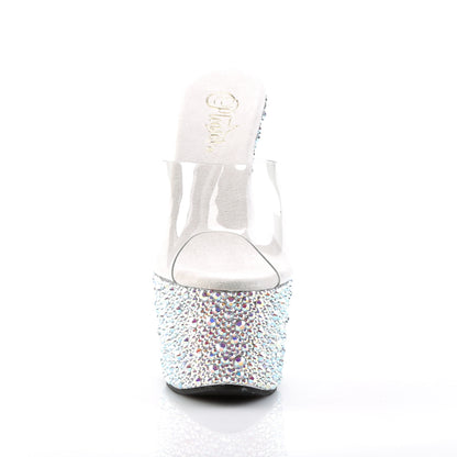 7" Heel, 2 3/4" PF Slide w/Multi Shaped Stones (Pleaser BEJ701MS/C/SRS)
