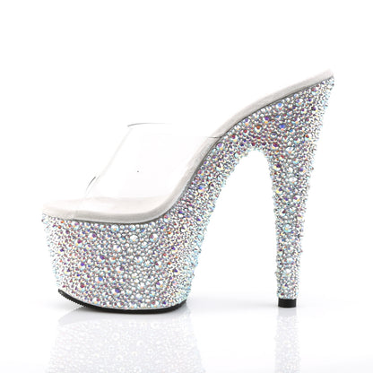 7" Heel, 2 3/4" PF Slide w/Multi Shaped Stones (Pleaser BEJ701MS/C/SRS)