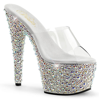 7" Heel, 2 3/4" PF Slide w/Multi Shaped Stones (Pleaser BEJ701MS/C/SRS)