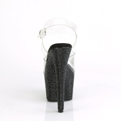 7" Heel, 2 3/4" PF Ankle Strap Sandal w/RS (Pleaser BEJ708DM/C/BRS)
