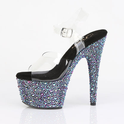 7" Heel, 2 3/4" PF Ankle Strap Sandal w/Multi Sized RS (Pleaser BEJ708MS/C-B/BMCRS)