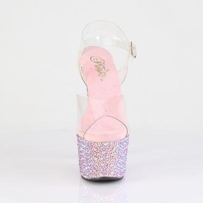 7" Heel, 2 3/4" PF Ankle Strap Sandal w/Multi Sized RS (Pleaser BEJ708MS/C-B/BMCRS)