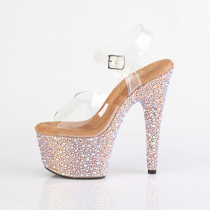 7" Heel, 2 3/4" PF Ankle Strap Sandal w/Multi Sized RS (Pleaser BEJ708MS/C-B/BMCRS)