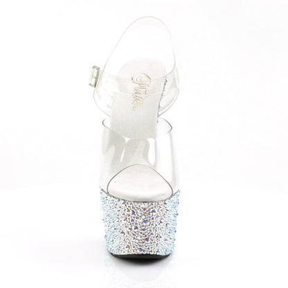 7" Heel, 2 3/4" PF Ankle Strap Sandal w/Multi Sized RS (Pleaser BEJ708MS/C-B/BMCRS)