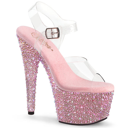 7" Heel, 2 3/4" PF Ankle Strap Sandal w/Multi Sized RS (Pleaser BEJ708MS/C-B/BMCRS)