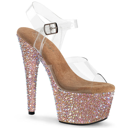 7" Heel, 2 3/4" PF Ankle Strap Sandal w/Multi Sized RS (Pleaser BEJ708MS/C-B/BMCRS)