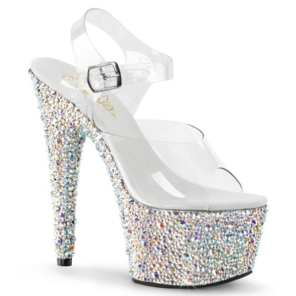 7" Heel, 2 3/4" PF Ankle Strap Sandal w/Multi Sized RS (Pleaser BEJ708MS/C-B/BMCRS)