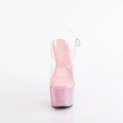 *7" Heel, 2 3/4" PF Ankle Strap Sandal w/ Resin RS (Pleaser BEJ708RRS/C/AGQRS)