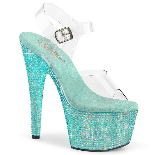 *7" Heel, 2 3/4" PF Ankle Strap Sandal w/ Resin RS (Pleaser BEJ708RRS/C/AGQRS)