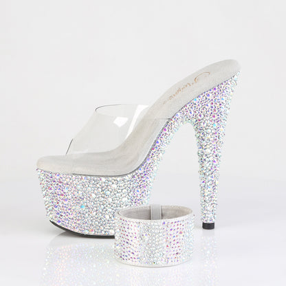 7" Heel, 2 3/4" PF RS Encrusted Slide w/Matching Cuff (Pleaser BEJ712MS/C/SRS)