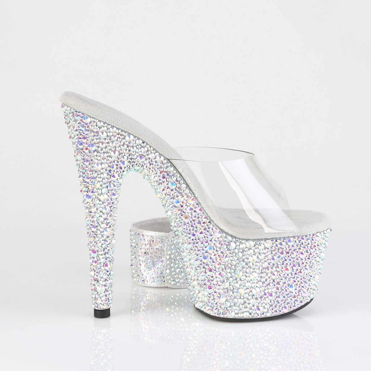 7" Heel, 2 3/4" PF RS Encrusted Slide w/Matching Cuff (Pleaser BEJ712MS/C/SRS)