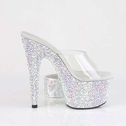 7" Heel, 2 3/4" PF RS Encrusted Slide w/Matching Cuff (Pleaser BEJ712MS/C/SRS)