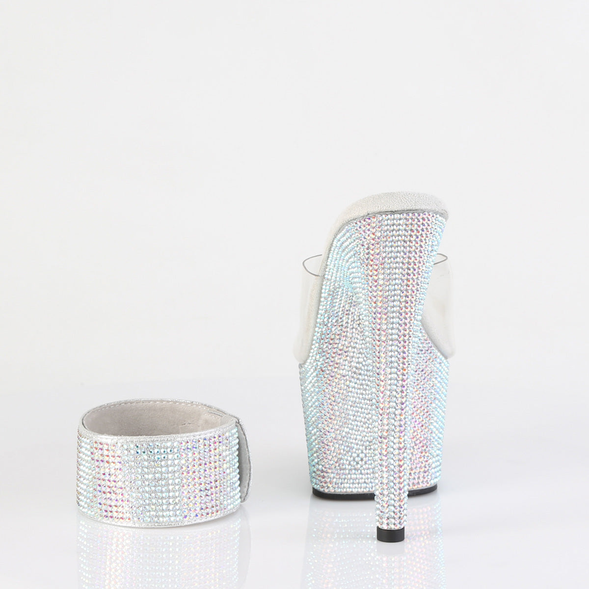 7" Heel, 2 3/4" PF RS Embellished Slide w/Matching Cuff (Pleaser BEJ712RS/C/BPRS)