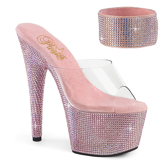 7" Heel, 2 3/4" PF RS Embellished Slide w/Matching Cuff (Pleaser BEJ712RS/C/BPRS)