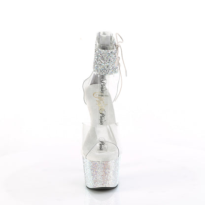 7" Heel, 2 3/4" PF Ankle Cuff Sandal w/RS, Back Zip (Pleaser BEJ724RS-02/C-RS/SRS)