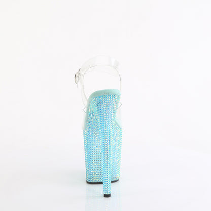 *8" Heel, 4" PF Ankle Strap Sandal w/ Resin RS (Pleaser BEJ808RRS/C/AGQRS)