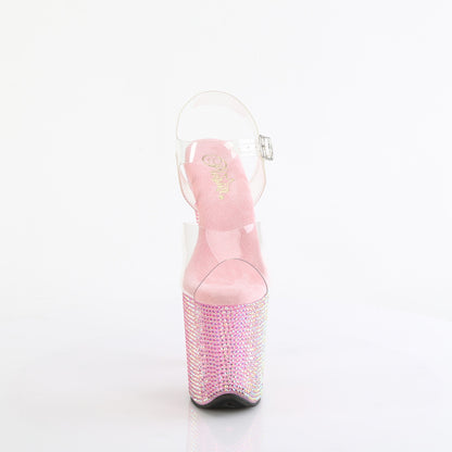 *8" Heel, 4" PF Ankle Strap Sandal w/ Resin RS (Pleaser BEJ808RRS/C/AGQRS)