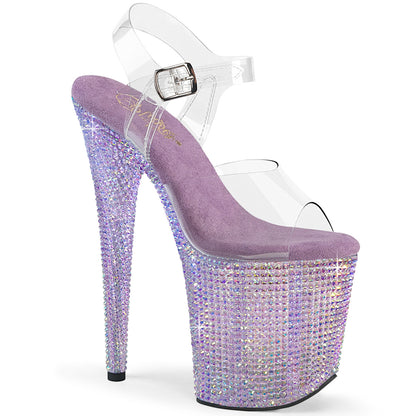 *8" Heel, 4" PF Ankle Strap Sandal w/ Resin RS (Pleaser BEJ808RRS/C/AGQRS)