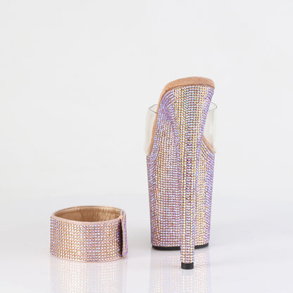 8" Heel, 4" PF RS Embellished Slide w/ Matching (Pleaser BEJ812RS/C/ROGLDRS)