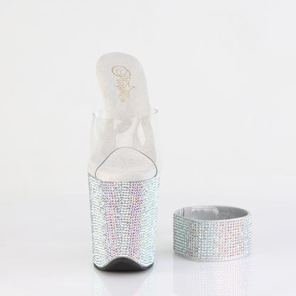 8" Heel, 4" PF RS Embellished Slide w/ Matching (Pleaser BEJ812RS/C/ROGLDRS)