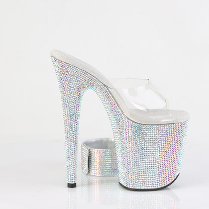 8" Heel, 4" PF RS Embellished Slide w/ Matching (Pleaser BEJ812RS/C/ROGLDRS)