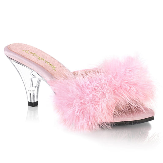 3" Heel, 1/8" Mini PF Marabou Fur Slide (Fabulicious BEL301F/BPPU)