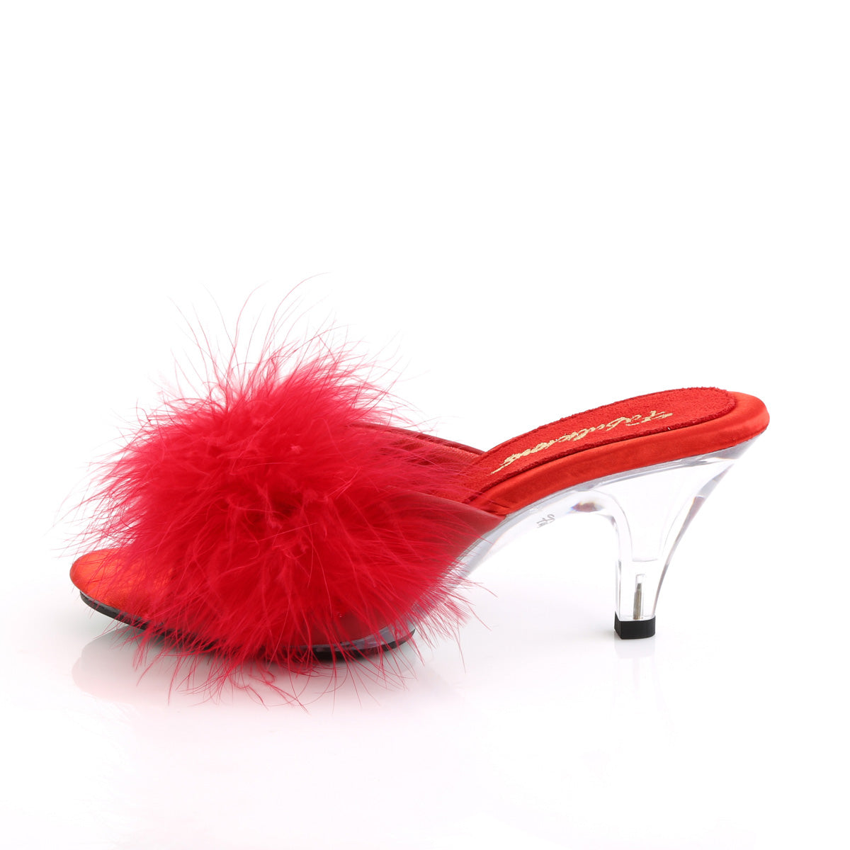 3" Heel, 1/8" Mini PF Marabou Fur Slide (Fabulicious BEL301F/BPPU)
