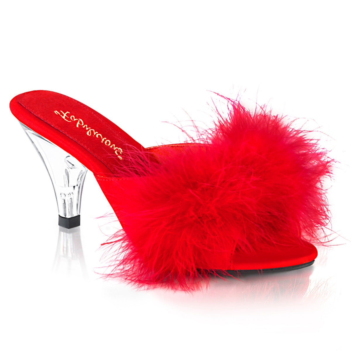 3" Heel, 1/8" Mini PF Marabou Fur Slide (Fabulicious BEL301F/BPPU)