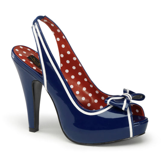 *4 1/2" Heel, 1" Hidden PF Peep Toe Slingback Sandal W/ Bow (Pin Up Couture BETT05/NBPT)