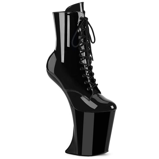 9" Heelless, 4" PF Lace-Up Front Ankle Boot, Inside Zip (Pleaser BEW1020/B/M)