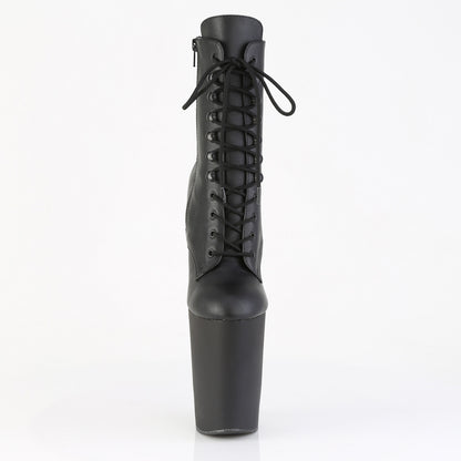 9" Heelless, 4" PF Lace-Up Front Ankle Boot, Inside Zip (Pleaser BEW1020/B/M)