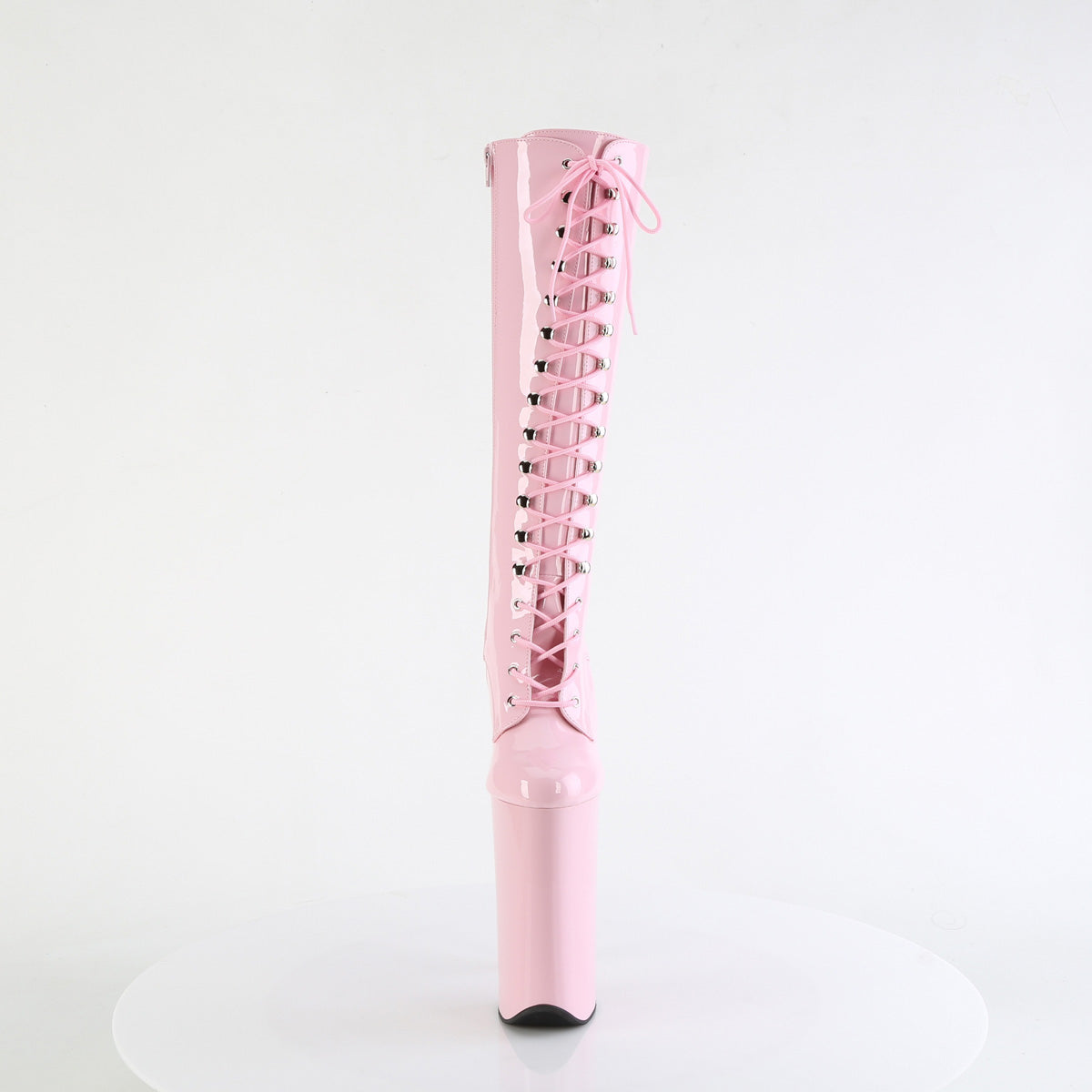 *10" Heel, 6 1/4" PF Lace-Up Front Knee High Boot, Side Zip (Pleaser BEY2020/B/M)