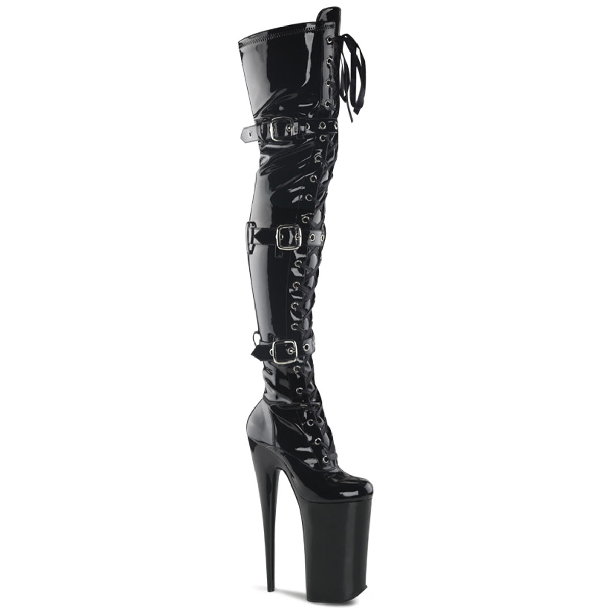 10" Heel, 6 1/4" PF Lace-Up Thigh Boot (Pleaser BEY3028/B/M)