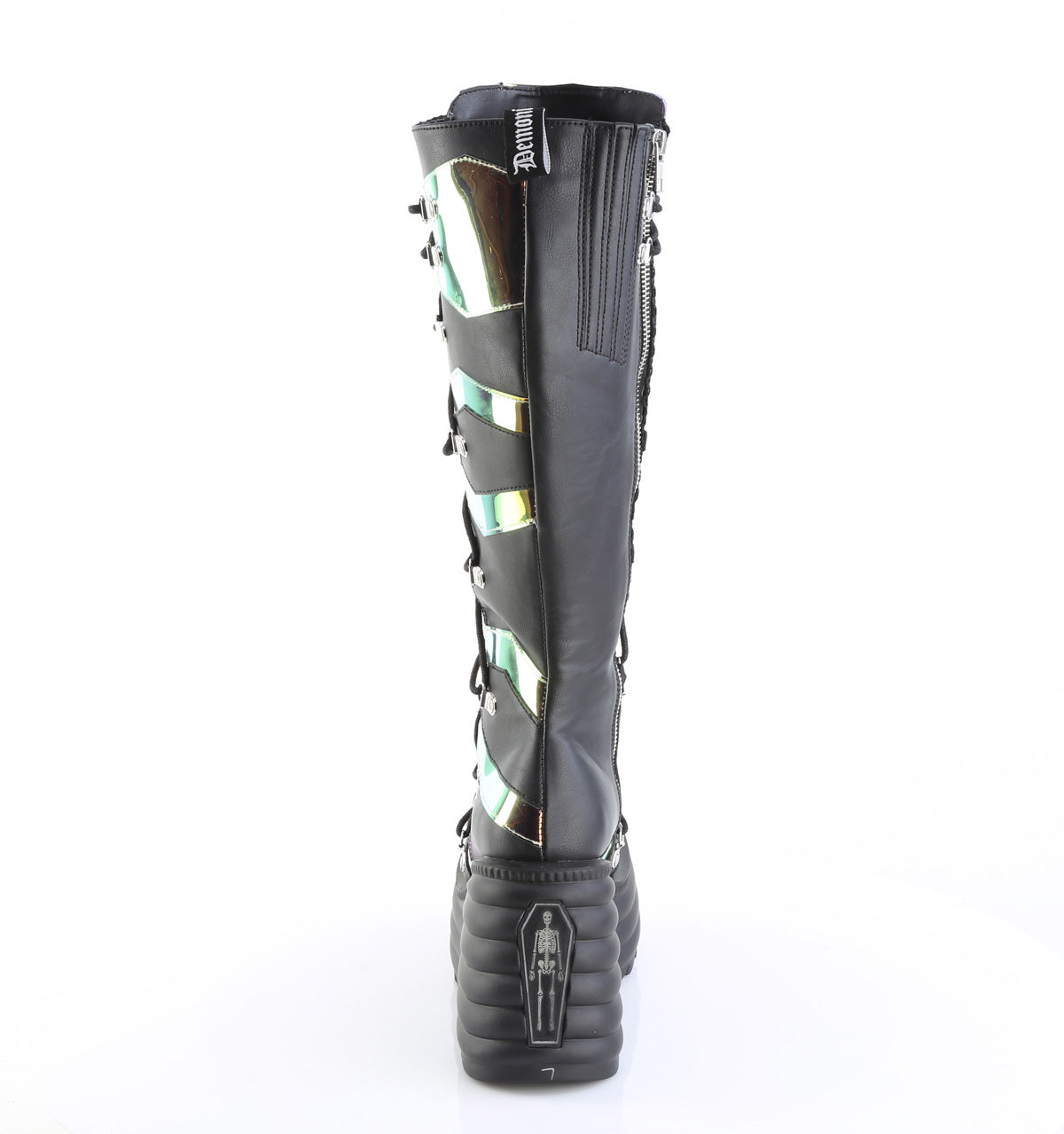 4 1/2" Platform Lace-Up Knee High Boot, Inside Zip (Demonia BLAZE152/BVL)