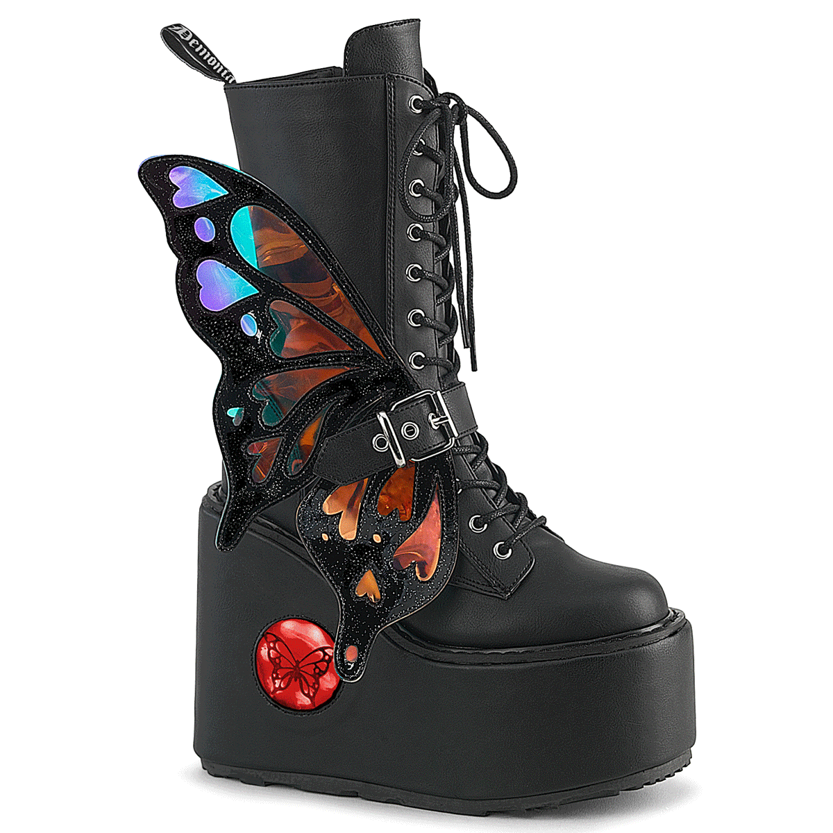 5 1/2" PF Lace-Up Mid Calf Boot, Side Zip (Demonia BLAZE158/BVL)