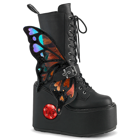 5 1/2" PF Lace-Up Mid Calf Boot, Side Zip (Demonia BLAZE158/BVL)