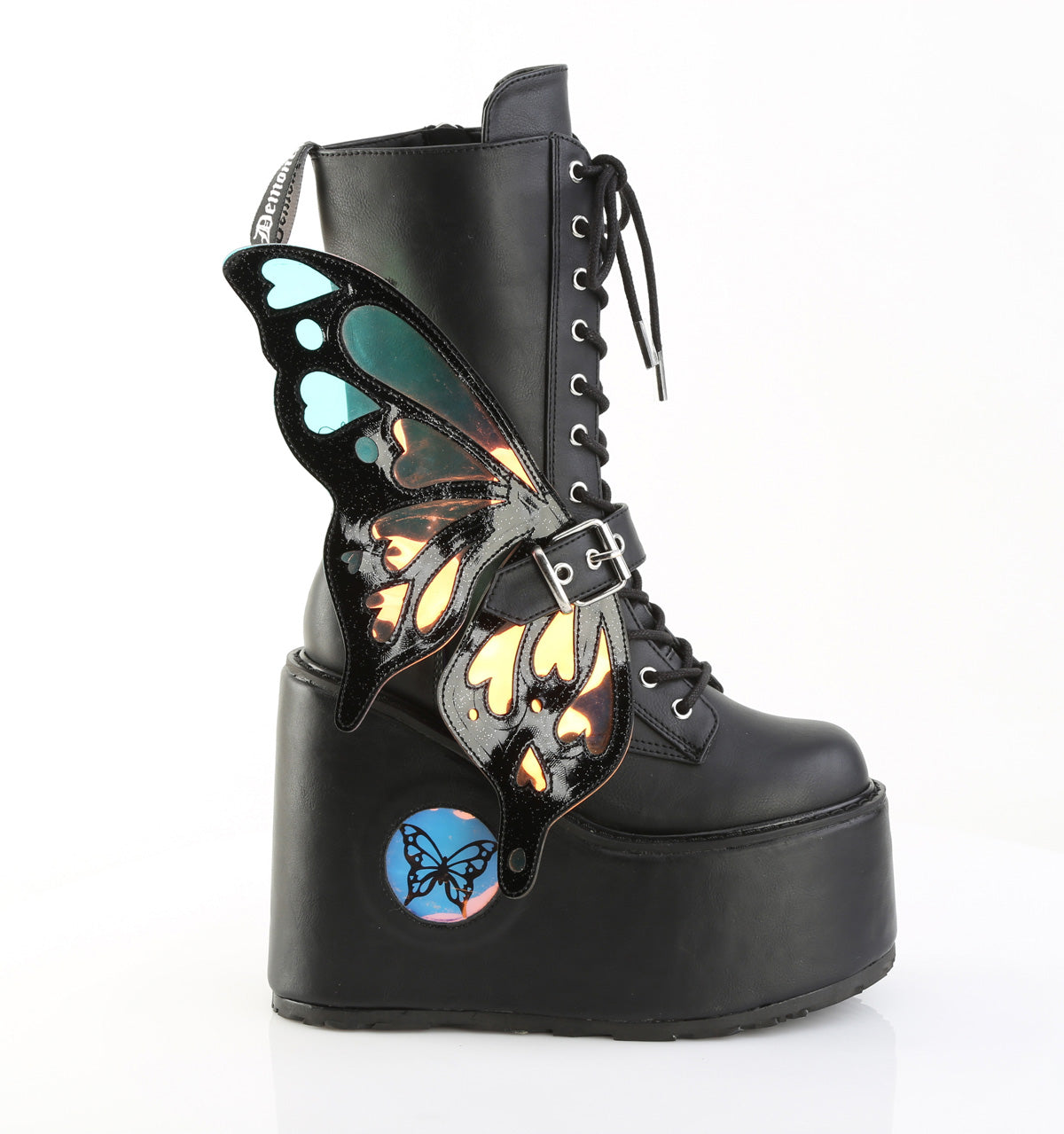 5 1/2" PF Lace-Up Mid Calf Boot, Side Zip (Demonia BLAZE158/BVL)