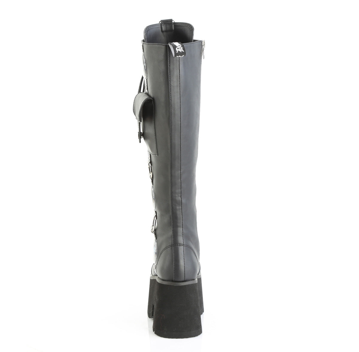 3 1/2" Chunky Heel, 2 1/4" PF Lace-Up Knee High BT, Side Zip (Demonia BLAZE202/BVL)