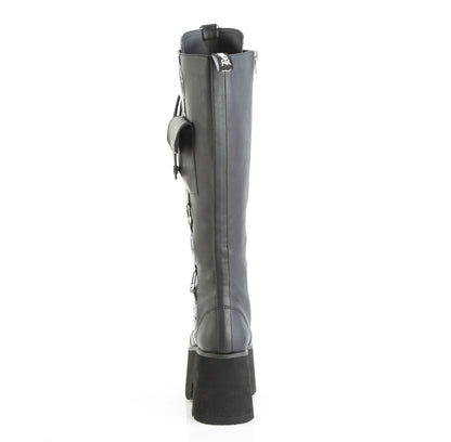 3 1/2" Chunky Heel, 2 1/4" PF Lace-Up Knee High BT, Side Zip (Demonia BLAZE202/BVL)