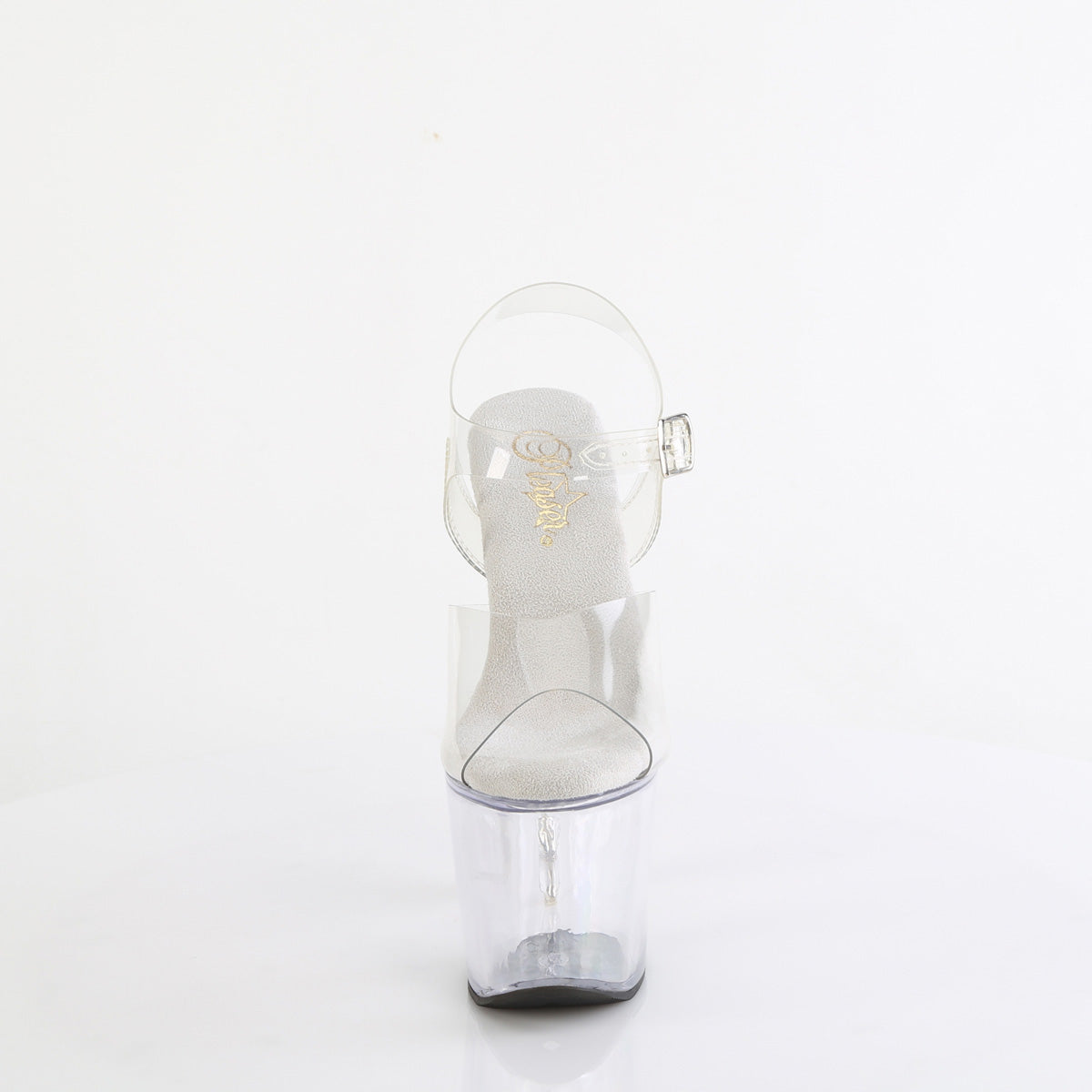 **7" Beaded Heel, 3 1/4" PF Ankle Strap Sandal (Pleaser BLISS708/C/B-C)