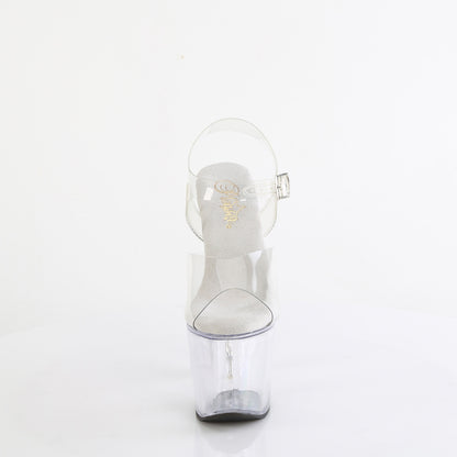 **7" Beaded Heel, 3 1/4" PF Ankle Strap Sandal (Pleaser BLISS708/C/B-C)