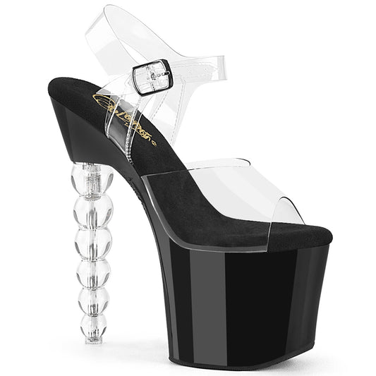 **7" Beaded Heel, 3 1/4" PF Ankle Strap Sandal (Pleaser BLISS708/C/B-C)