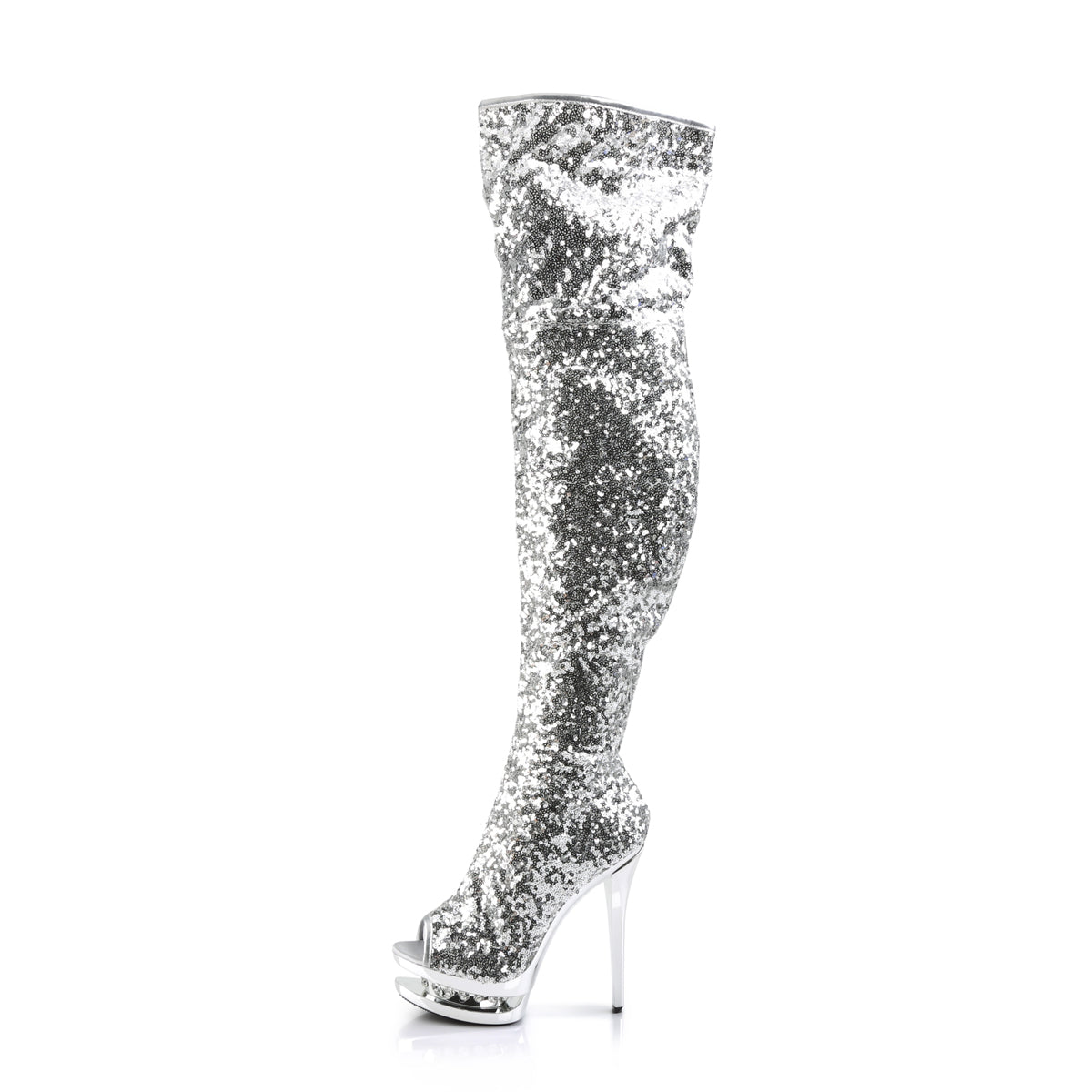 6" Heel, 1 1/2" Dual PF Open Toe Thigh Boot (Pleaser BL-R3011/BSQ/M)