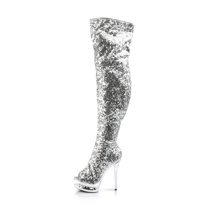 6" Heel, 1 1/2" Dual PF Open Toe Thigh Boot (Pleaser BL-R3011/BSQ/M)