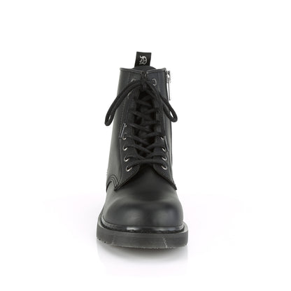 1 1/4" Heel 8-Eyelet Mid Calf Unisex Vegan Boot, Side Zip (Demonia BOLT100/BVL)
