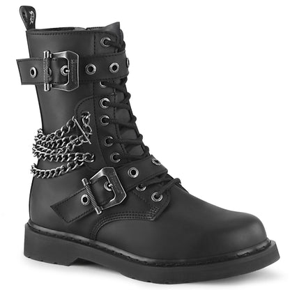 1 1/4" Heel 10 Eyelet  Mid-Calf Combat Boot, Side Zip (Demonia BOLT250/BVL)
