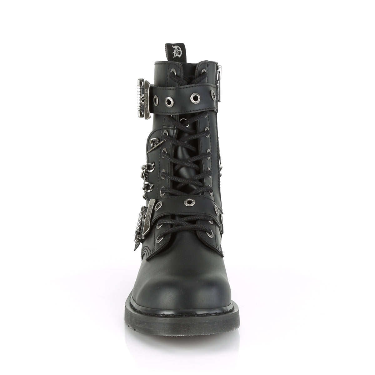 1 1/4" Heel 10 Eyelet  Mid-Calf Combat Boot, Side Zip (Demonia BOLT250/BVL)