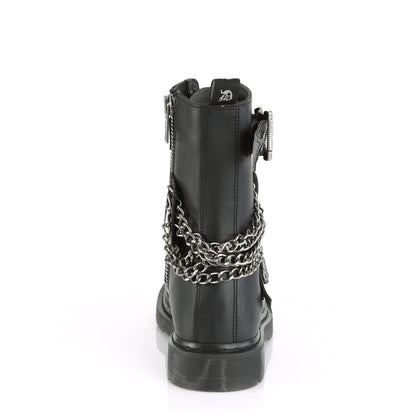 1 1/4" Heel 10 Eyelet  Mid-Calf Combat Boot, Side Zip (Demonia BOLT250/BVL)