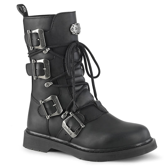 1 1/4" Heel, Mid-Calf Combat Boot, Side Zip (Demonia BOLT265/BVL)
