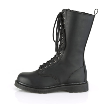 1 1/4" Heel 14-Eyelet Mid Calf Unisex Vegan Boot, Side Zip (Demonia BOLT300/BVL)